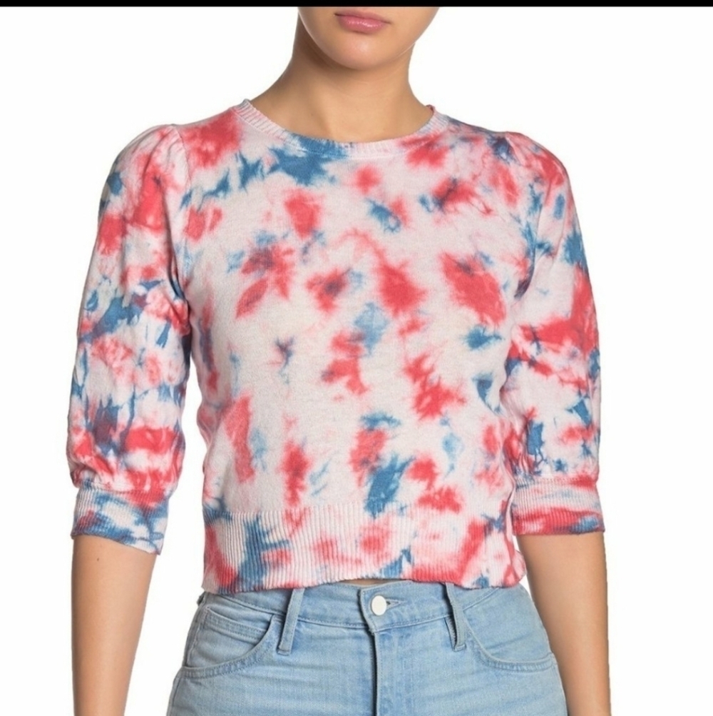 John + Jenn Women's Tie-Dye Cropped Knit Sweater